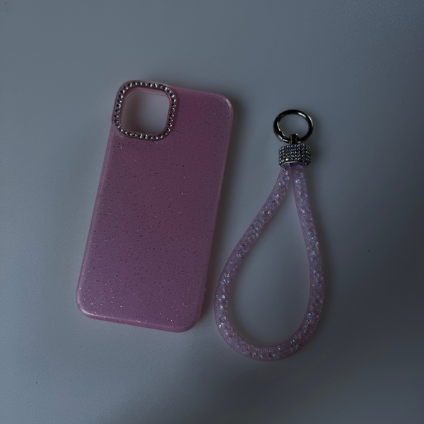 Producto - CASE GLITTER + STRAPP ROSA