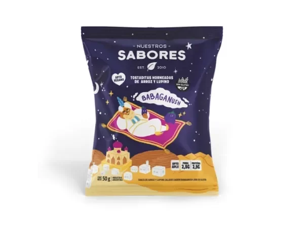 Producto - Tostaditas de arroz sabor babaganush Nuestros Sabores