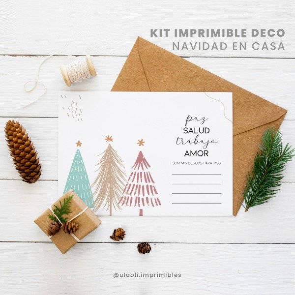 Producto - Kit Imprimible Deco Felices Fiestas "Navidad en casa"