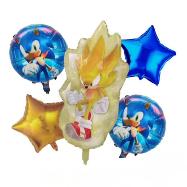 Producto - Kit x5 globos metalizados de personaje SONIC AMARILLO