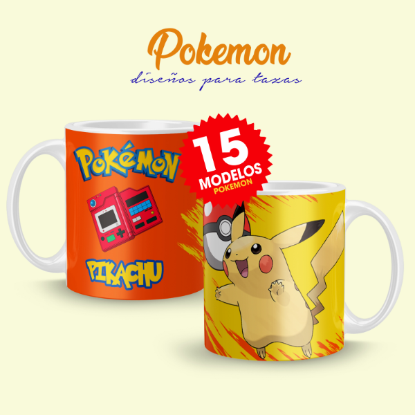 Producto - Plantillas Tazas Pokemon Pikachu Diseños sublimar #t618
