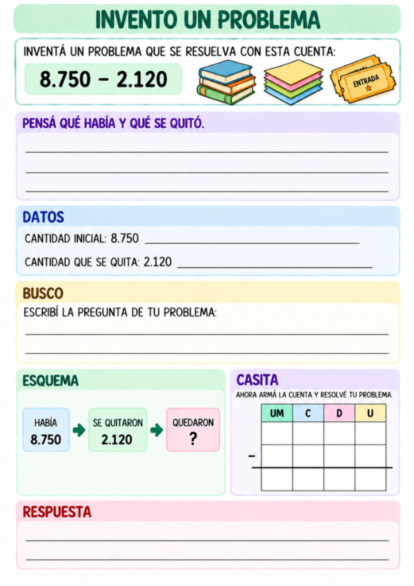 Producto - Resuelvo con casitas: Sumas y Restas con Números de 4 Cifras - 17