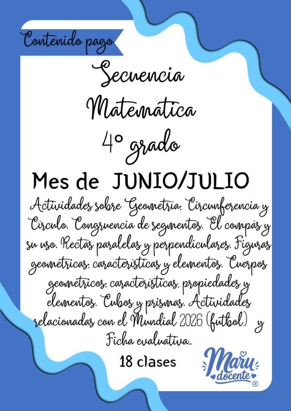 Producto - JUNIO/JULIO MATEMÁTICA CUARTO