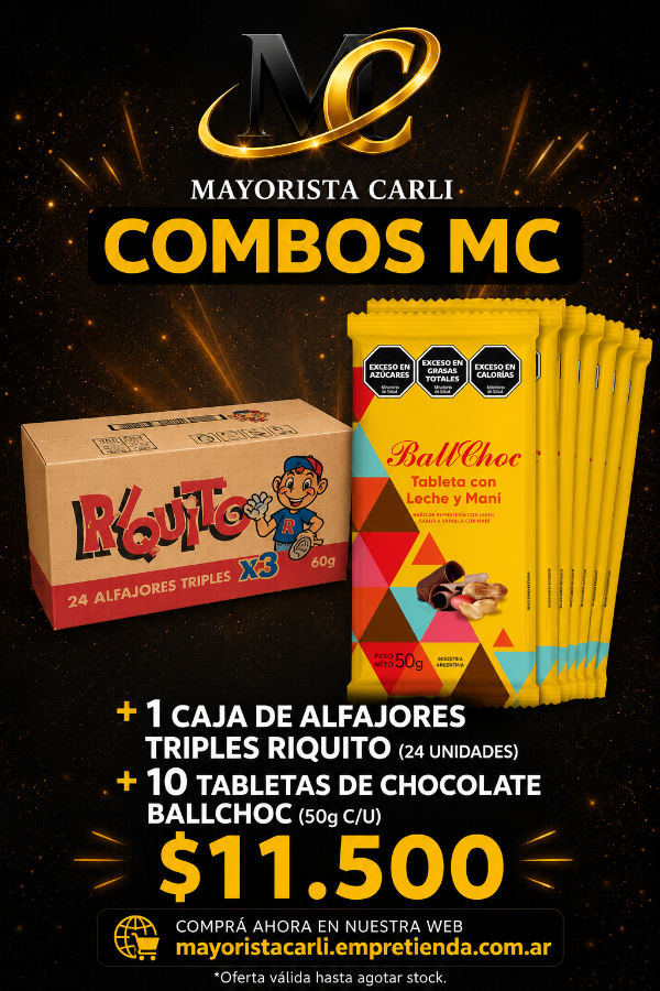 Producto - Combos MC - Caja de Alfajor Riquito + 10 Tabletas Ballchoc