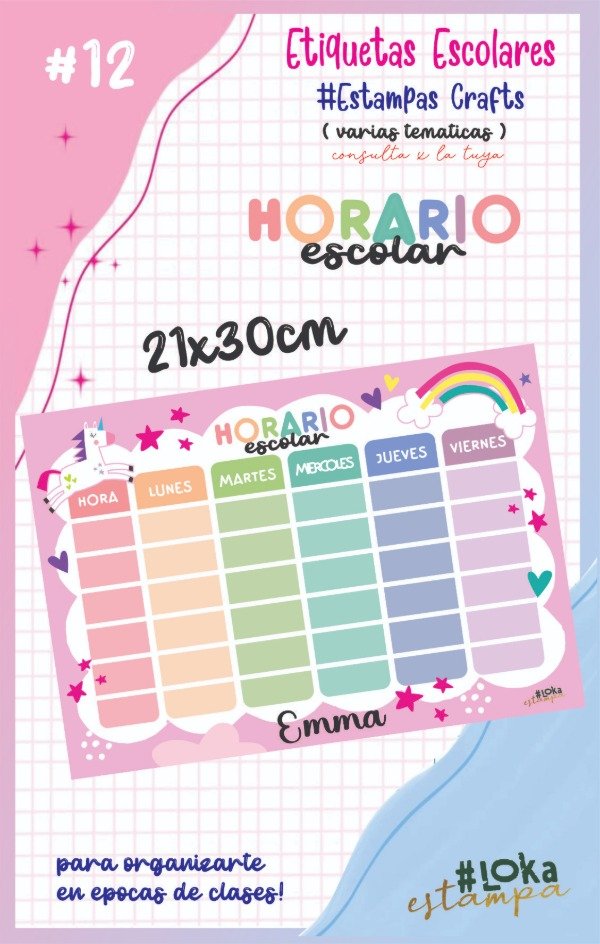 Producto - ESCOLARES #12 Horario Escolar 21x30cm