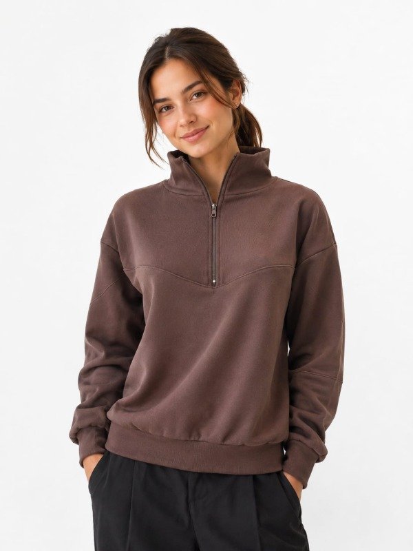 Producto - Buzo con cierre y recorte Tri V combinado "Tini" Ribb (Art. 6165)