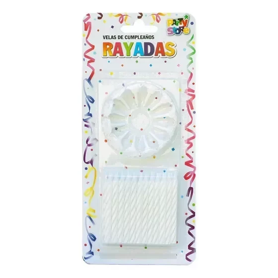 Producto - VELAS RAYADAS BLANCAS