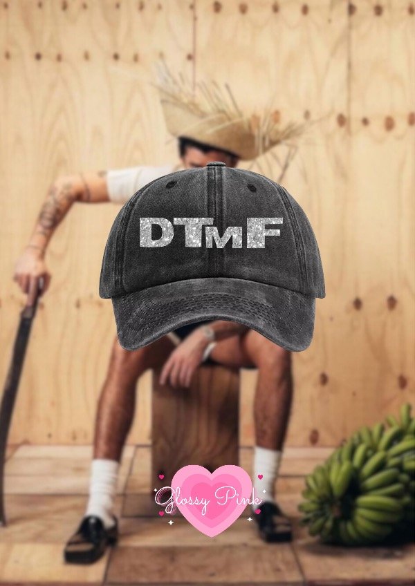 Producto - Gorra vintage gris oscuro DTMF - VINILO TEXTIL GLITTER