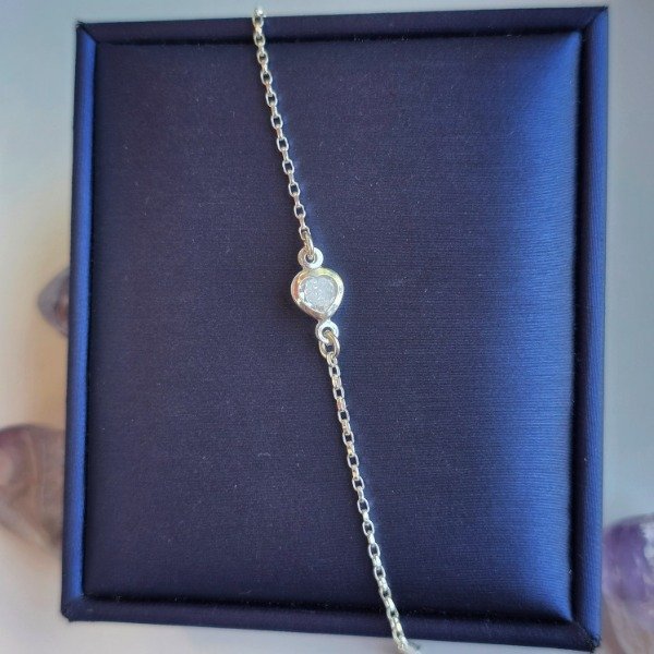 Producto - Pulsera italiana dije corazon cubic blanca