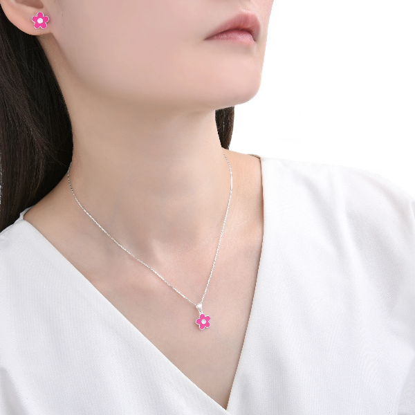 Producto - Conjunto Flor Morado (Aros y Dije)