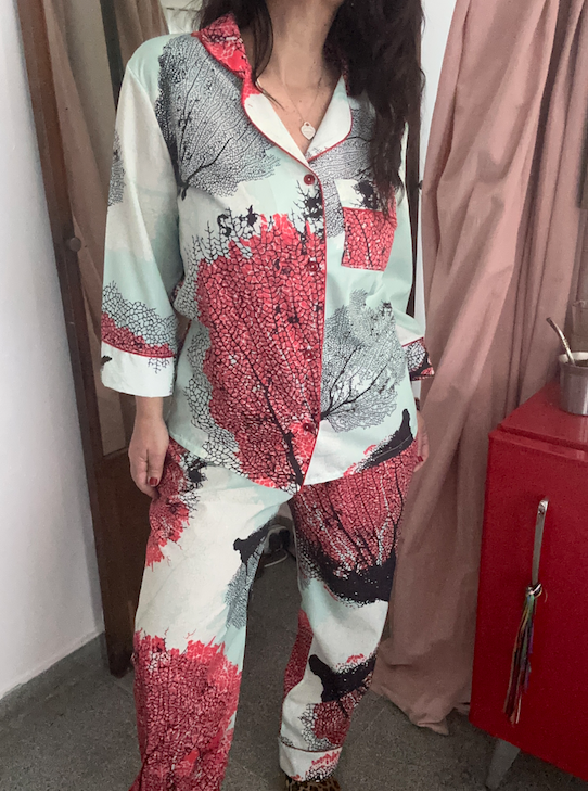 Producto - set camisero 3 piezas coral celeste