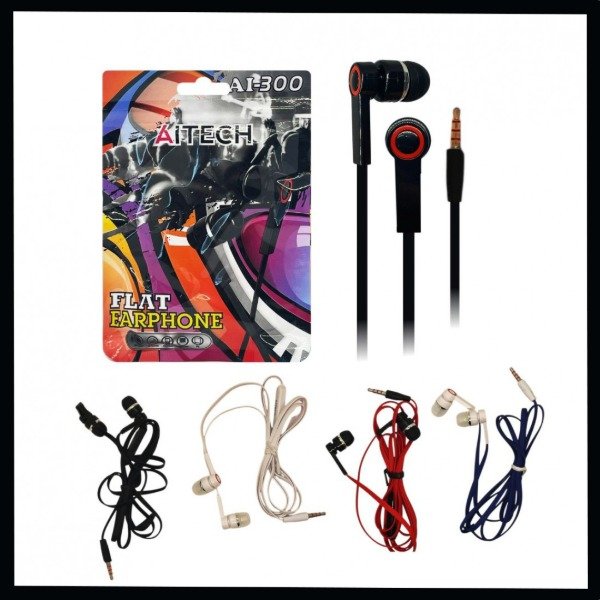 Producto - Auricular Aitech Flat AI-300 Con Cable Plano Manos Libres Colores