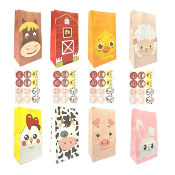 Producto - BOLSAS VACA - CABALLO - GRANJA - CERDITO X 12U. CON STICKERS - 0