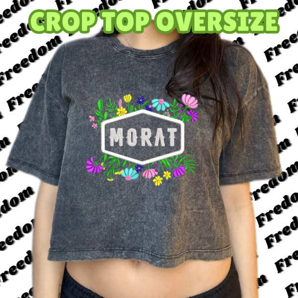 Producto - Crop top oversize bordado- morat flores