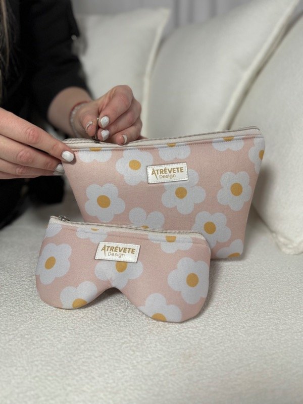 Producto - NECESER + PORTALENTES - FLOR SALMÓN