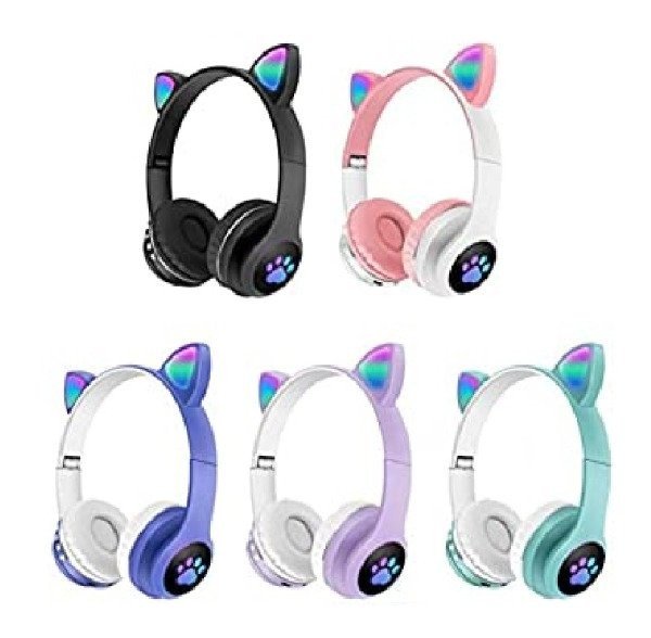Producto - Auriculares Inalámbricos VIV-23M Gatito LED CELESTE - 1
