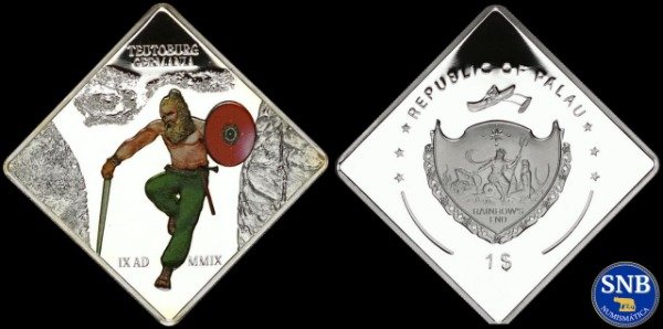 Producto - Palaos - 1 Dólar (2009) KM #260 - Batalla de Teutoburgo (Soldado Germánico)