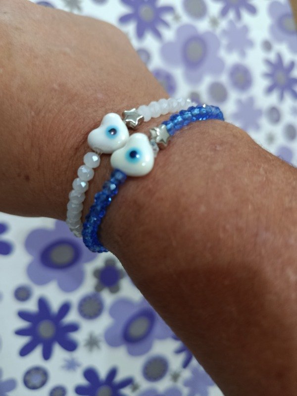 Producto - Pulsera elástica ojo turco corazón