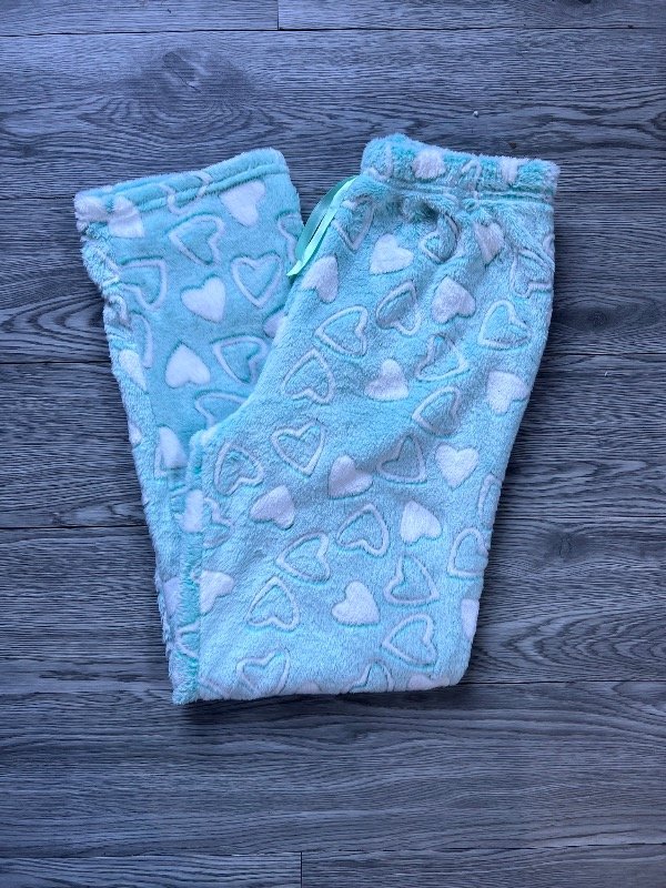 Producto - Pantalón plush luminoso verde agua corazones