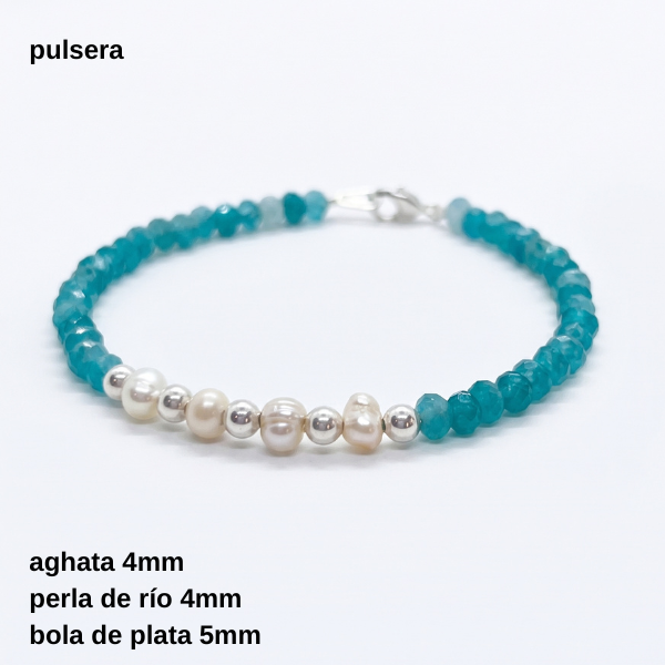 Producto - PUL #FP Pulsera aghata 4mm con perla de río 4mm (DÓLAR) - 1