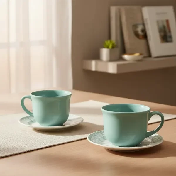 Producto - SET DE 2 TAZAS DE TE Y PLATO MANDALA DE CERAMICA 14CM - 0