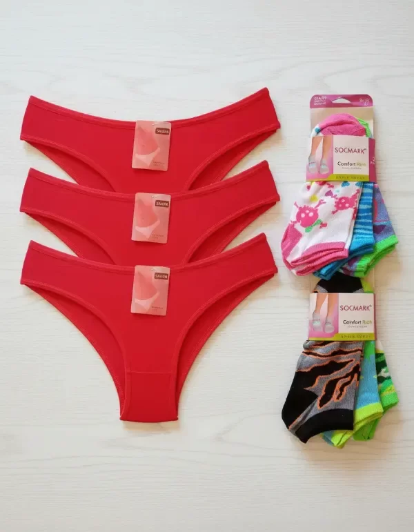 Producto - Combo 3 Bombachas Vedettinas + 6 Soquetes De Algodon
