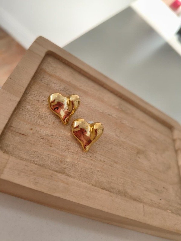 Producto - Aros heart chunky gold irregular
