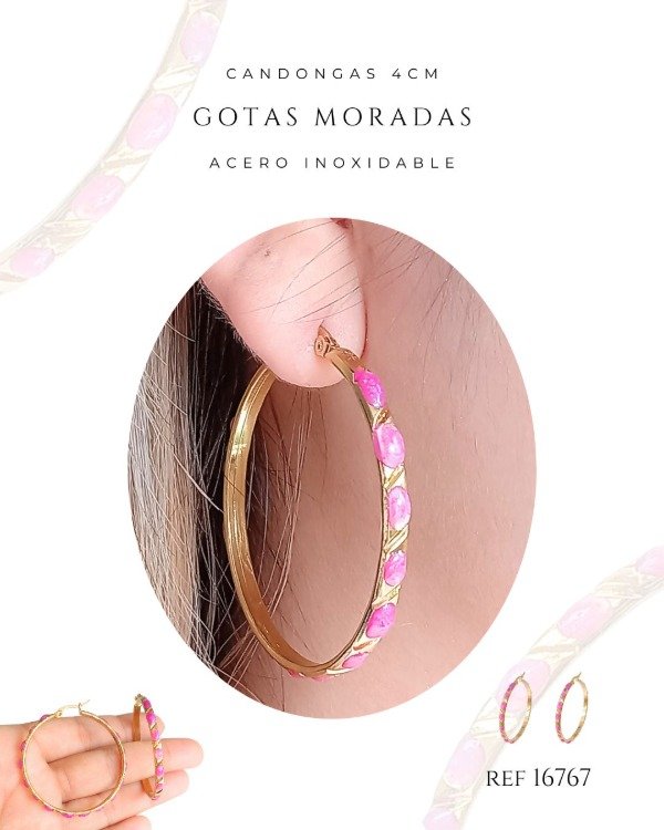 Producto - CANDONGAS 4CM GOTAS MORADAS REF 16767