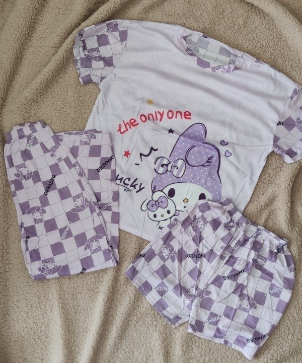 Producto - PIJAMA KITTY LILA IMPORTADO 3 PIEZAS