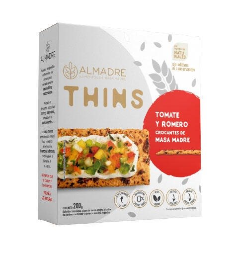 Producto - Thins de Masa Madre Tomate y Romero x 160g ALMADRE