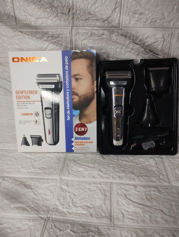 Producto - Afeitadora Y Cortador De Pelo Profesional 3 En 1 Onica Color Negro/plateado