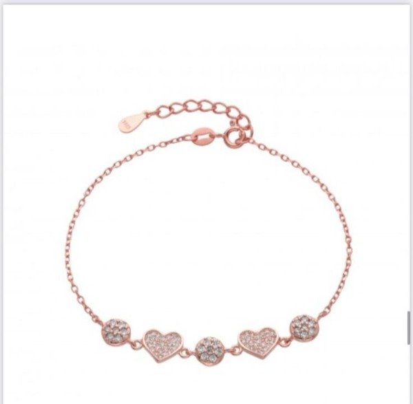 Producto - Pulsera con Corazones Plata-925 Rosé