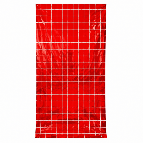 Producto - CORTINA METALIZADA ESPEJO 1X2 M ROJA