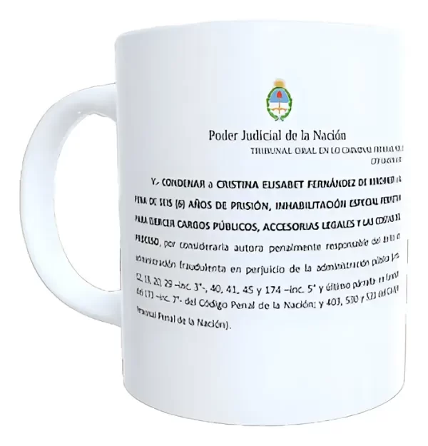 Producto - taza - milei LLA - condena a cristina cfk