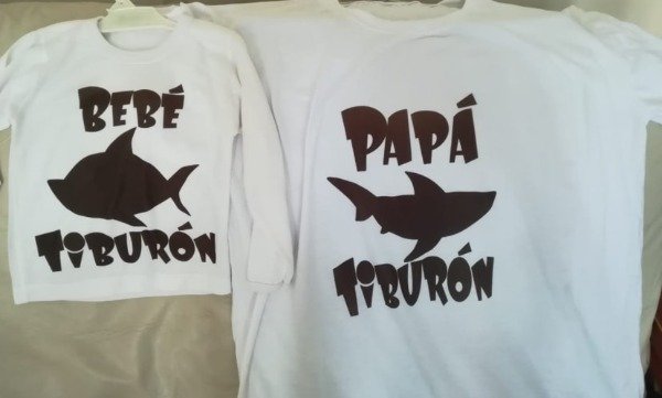 Producto - remeras papa tiburon y bebe tiburon