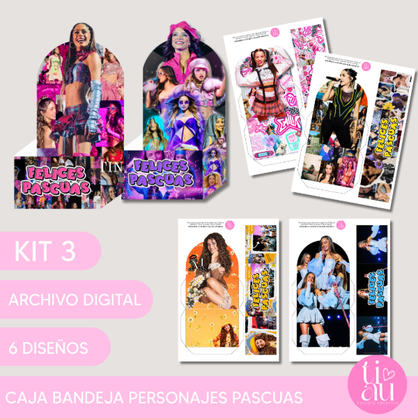 Producto - KIT 3 CAJA BANDEJA PERSONAJES PASCUAS