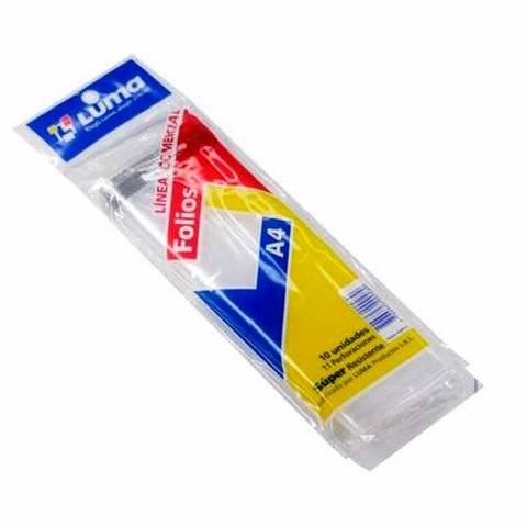 Producto - FOLIO A4 POLIETILENO SUPER 70 MICRONES X10 LUMA