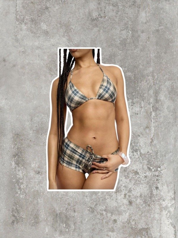 Producto - Bikini estampado cuadrille.