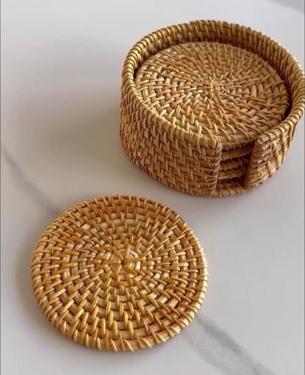 Producto - Posa vasos x 6 rattan con base