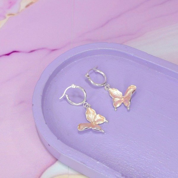 Producto - Aros Mariposa perlado durazno AB