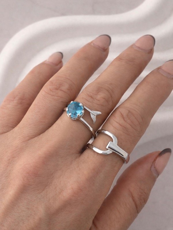 Producto - ANILLO DE PLATA REGULABLE GOTA MARINA 2011