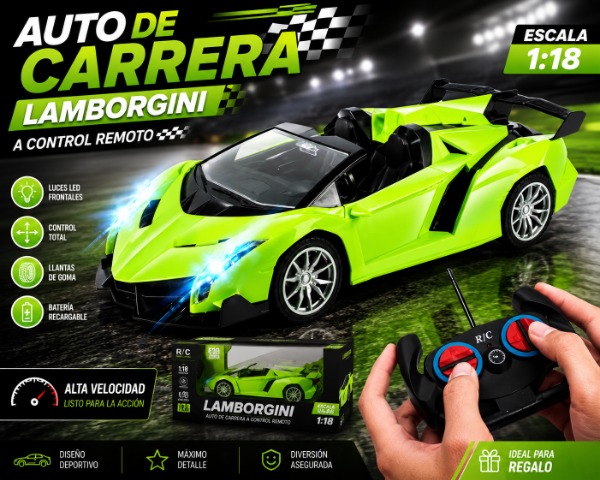 Producto - AUTO DE CARRERA C/R 1:18 LAMBORGINI - ZUMO - VERDE