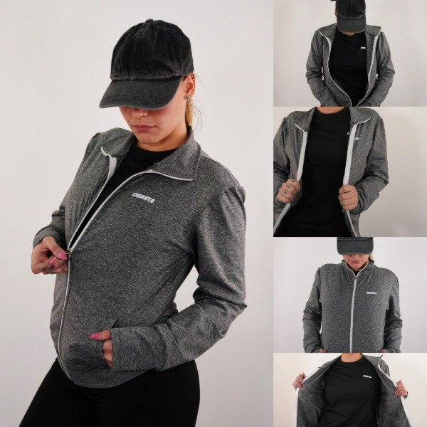 Producto - Campera Liviana Cibarta  Modelo Running Gris Plomo