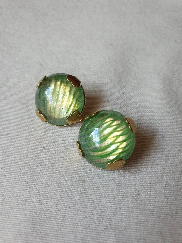 Producto - Aros Clips 50s Art Glass Verde Lima - 0