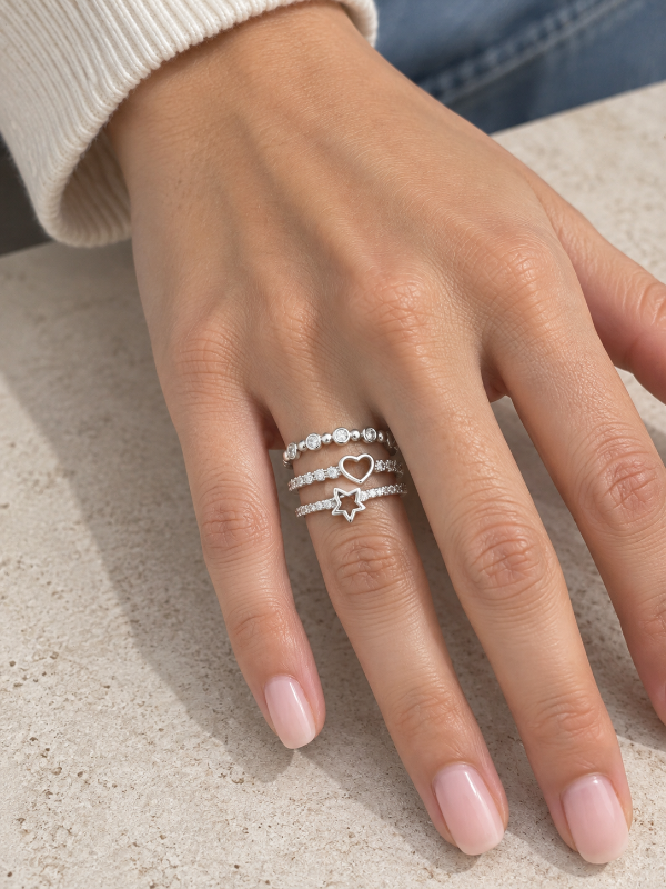 Producto - Anillos triples acero blanco 002