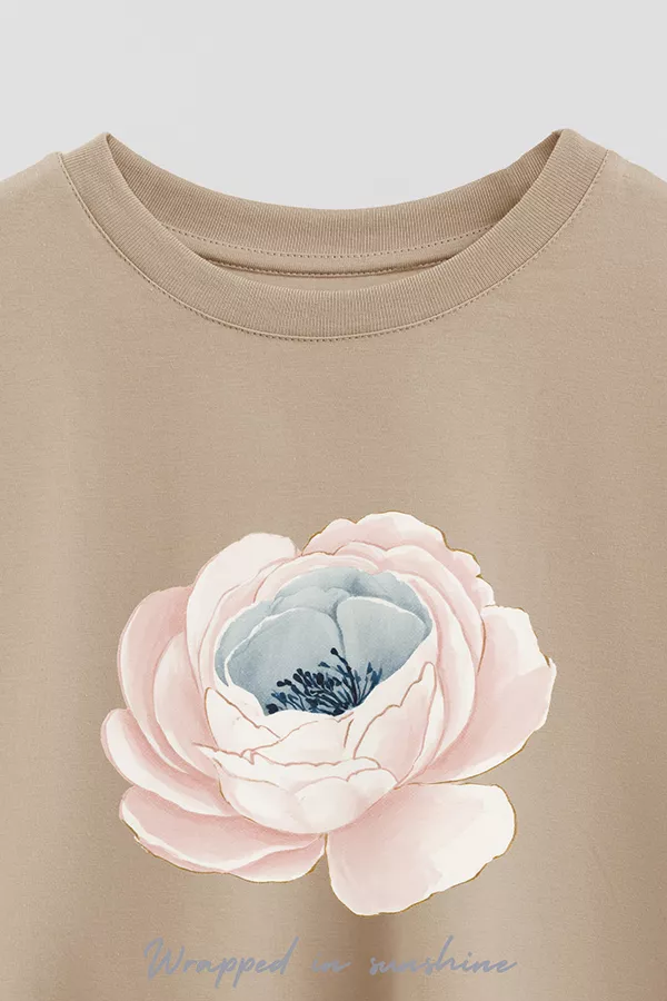 Producto - REMERA CROP ESTAMPADA COASTAL WRAPPED IN SUNSHINE Beige - 1