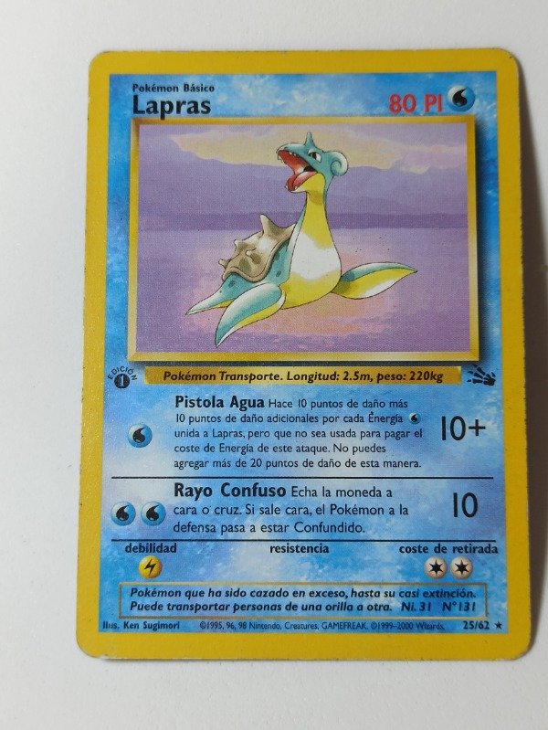 Producto - Lapras NON HOLO Rare Fossil 25/62 1st Edition Spanish #san