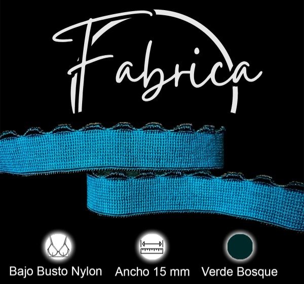 Producto - Bajo busto 15mm verde bosque nylon (1 metro)