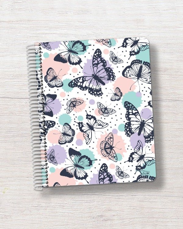 Producto - Cuaderno N3 rayado tapa rígida plástica 100h dis. butterflies