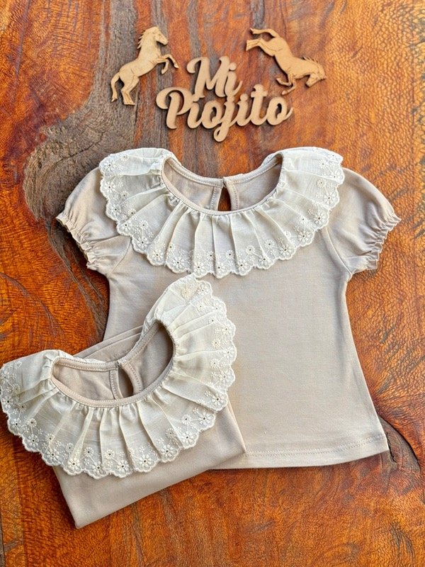 Producto - Remera Beige Beba Cuello Broderie - 0